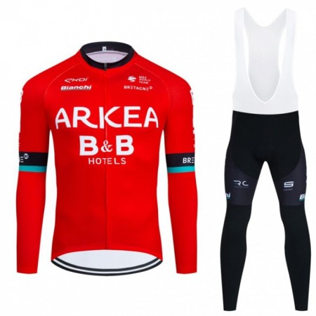 Cykeltøj Langærmet + Bib Cykelbukser 2024 Arkea-B B Hotels Rød